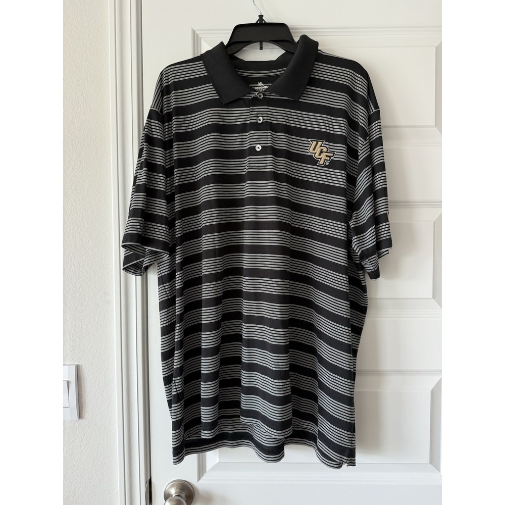 UCF Knights Polo Shirt Mens Size 2XL Black Striped Golf